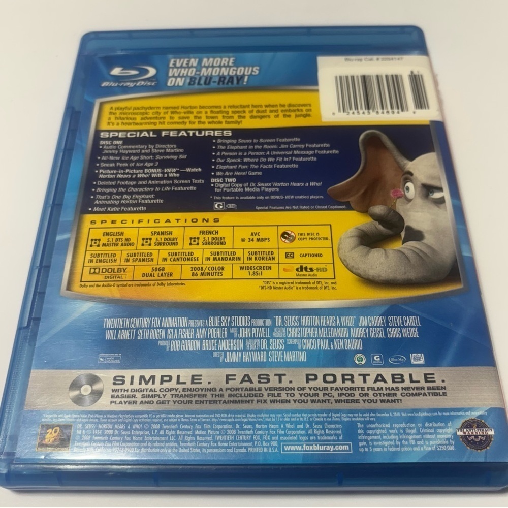 Dr. Seuss’ Horton Hears A Who Blu-Ray & DVD Combo Pack - Picture 2 of 3